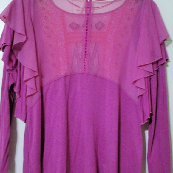 Free People Boho La Cienga Embroidered Ruffle Tunic Top Sz S NWT $88 - Picture 5 of 7